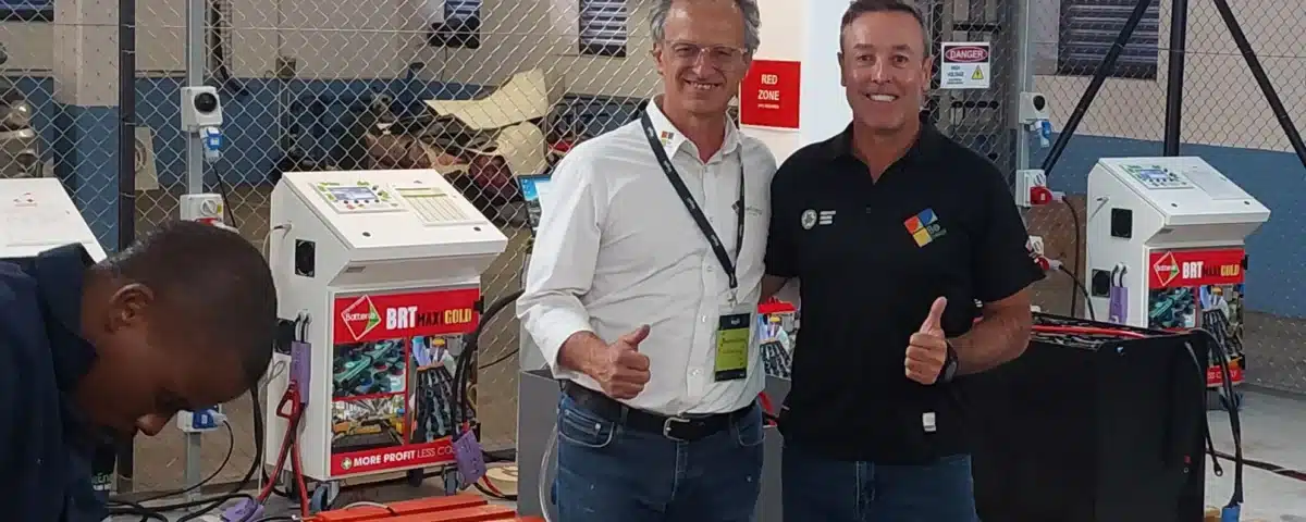 Be Energy center opening in Johannesburg with CEO and operations manager – technician working on traction battery