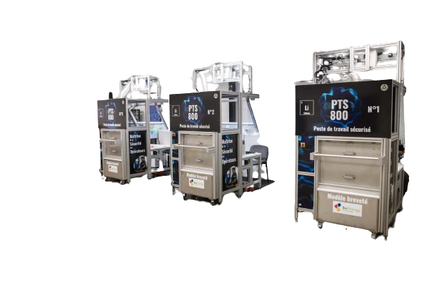 Poste de travail sécurisé PTS 800 pour le diagnostic et le démontage de batteries Lithium en toute sécurité.